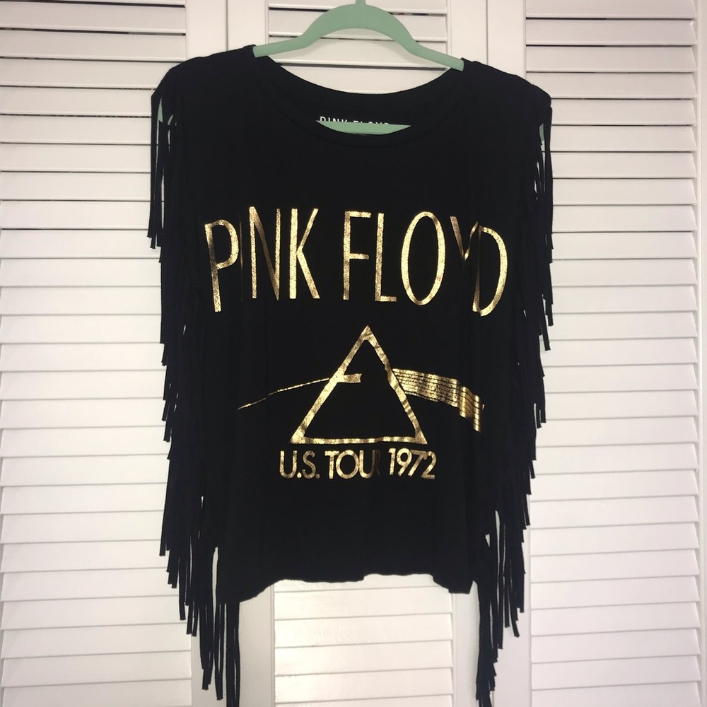Pink Floyd sz M black & gold fringe muscle tee